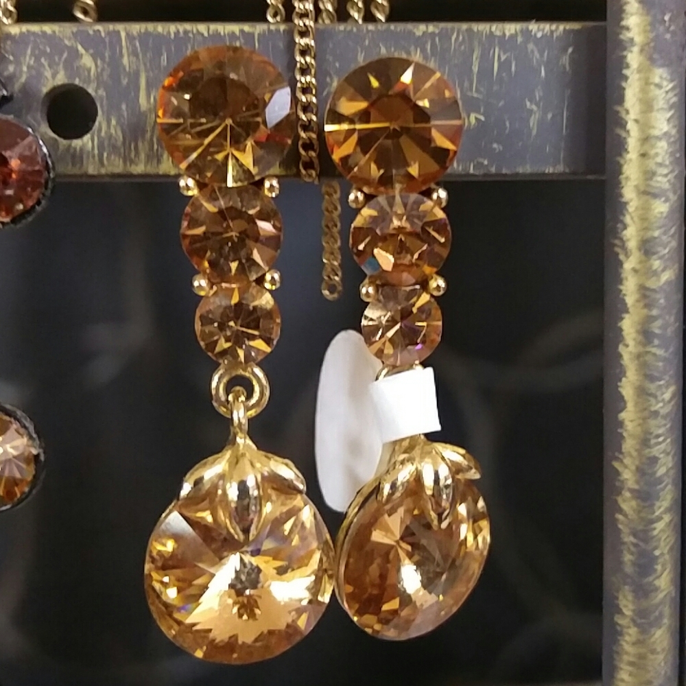Topaz post rhinestone Earrings